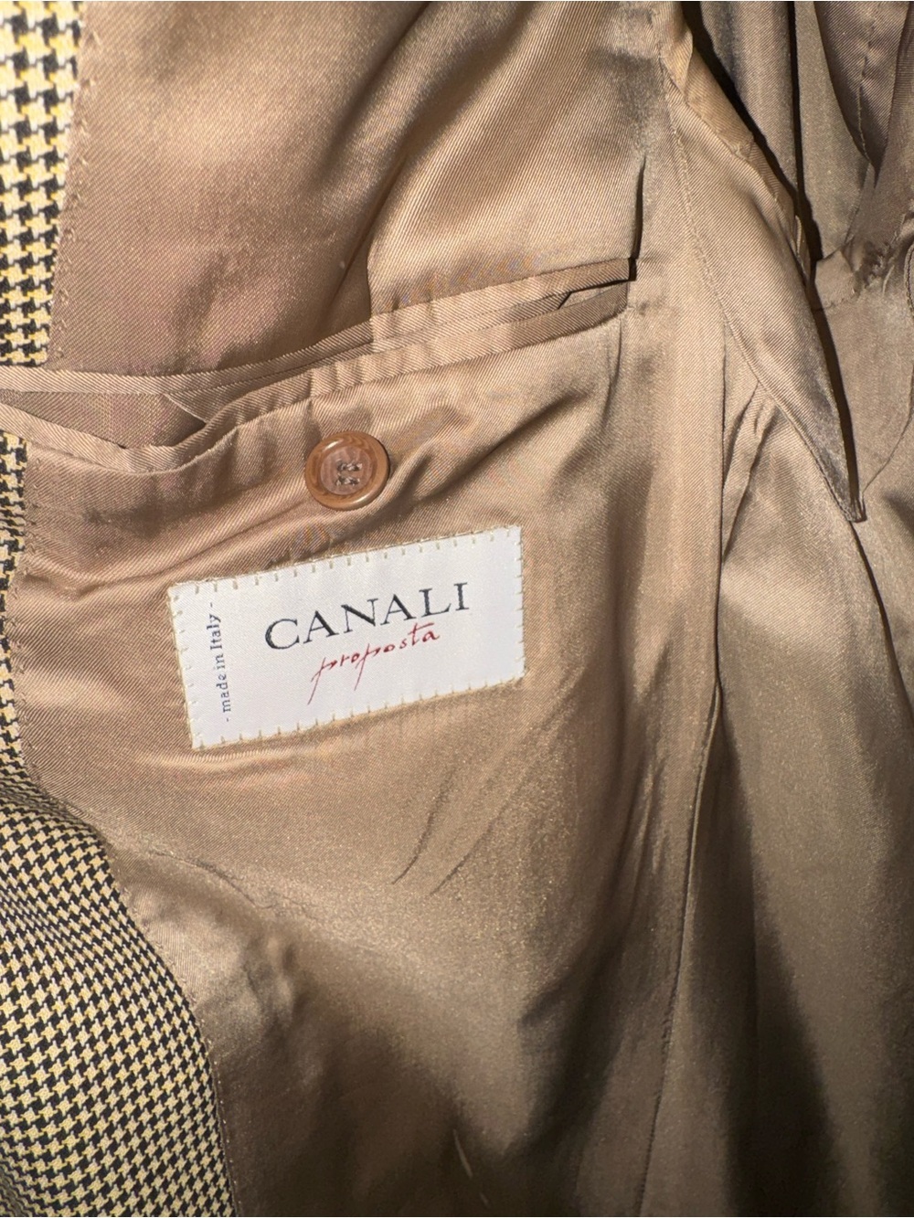 Canali Tan and Brown Houndstooth Sport Coat - Picture 5 of 13